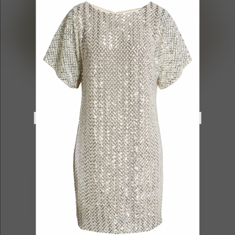 NWT $188 Vince Camuto Sequin Shift Dress Holiday Festive Party Ships Fast Size 2